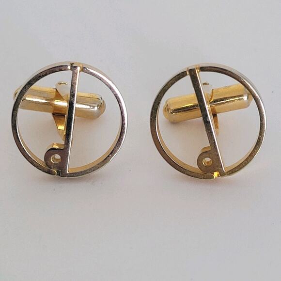 Dunhill D Cufflinks Gold Tone Logo Round Logo Vintage Retro - Picture 1 of 5